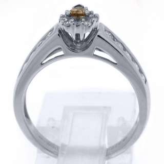   CHOCOLATE BROWN CHAMPAGNE DIAMOND ENGAGEMENT PROMISE RING HEART SHAPE