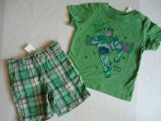 NWT Baby Gap JunkFood Toy Story Buzz Shirt Plaid Shorts 12 18  