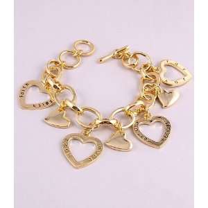  Fashion Jewelry Charm Bracelet with Hart Pattern Gold 