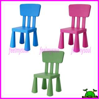 Ikea Childrens Chair Durable Sturdy Plastic Blue Pink Green New 