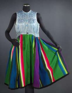 POLISH folk costume dress Lowicz ethnic dance striped skirt peasant 