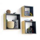   ] Square Leather Wall Shelf / Bookshelf / Floating Shelf (Set of 3