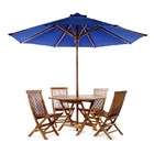   Cedar 6pcs Outdoor Patio Folding Table and Chairs Set with Umbrella