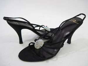 DELMAN Black Strappy Rhinestone Heels Pumps Shoes Sz 6  