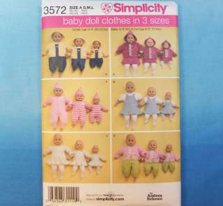 Simplicity 3572 Baby Doll Clothes Pattern 6 Designs S L  