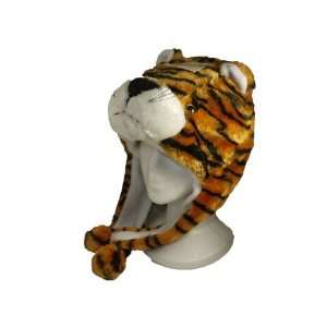  Tiger Animal Hat  Tiger Hat with Ear Flaps and Poms 