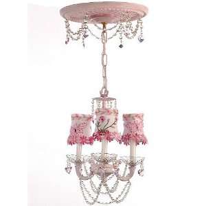  3 Arm Pink Chandelier & 13 canopy