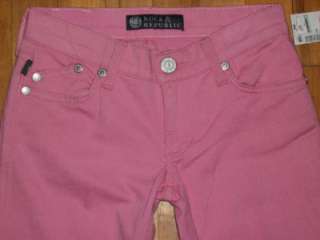 ROCK & REPUBLIC Pink Crystal Studded Bootcut Jeans 24  
