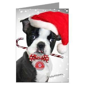 Boston Terrier Santa Paws Greeting Cards Pk of 10 Dogs Greeting Cards 