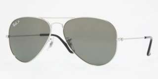 Ray Ban Polarized Silver Frame Aviator RB3025 003 58mm Sunglasses 