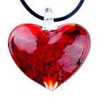 Pugster Marcasite And Garnet Red Murano Glass Heart Pendants