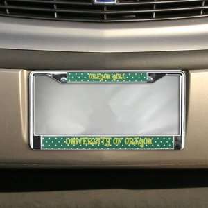   Oregon Ducks Green Polka Dot Chrome License Plate Frame Automotive