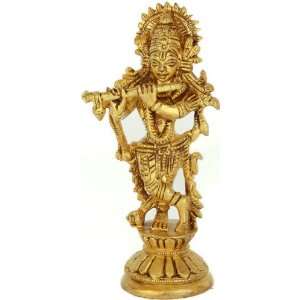 Lord Krishna   Brass Sculpture 