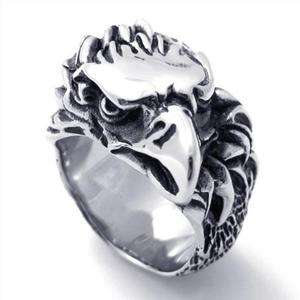 Mens Silver Eagle Hawk Stainless Steel Ring Size 13  