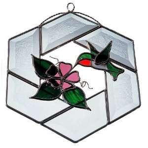  Stained Glass Hummingbird on Beveled Panel
