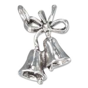  Sterling Silver Three Dimensional Bells Charm with Bow 