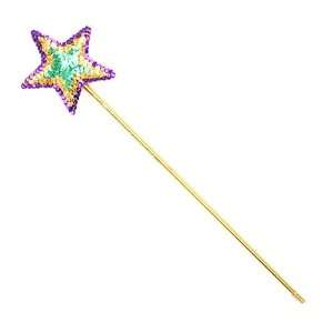  Purple, Green, and Gold Sequin Star Wand 