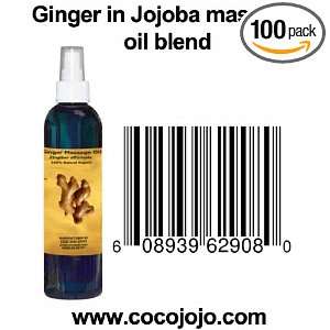 8 Oz 100% Natural Ginger in Jojoba Massage Oil Blend 
