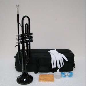  RUGERI B FLAT BLACK LACQUER   PLATED TRUMPET WITH CARRYING 