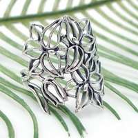 Extreme Large SeeThrough Flower Sterling Silver Ring 6  