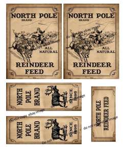 North Pole Reindeer Feed Label Set #FH348 Make Your Own Box  