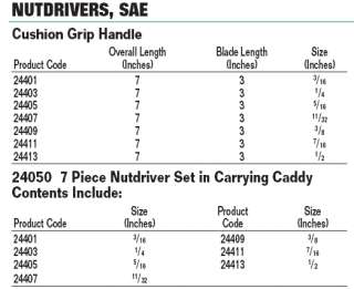 New Williams Tools SAE Nut Screwdriver Driver Set 24050  