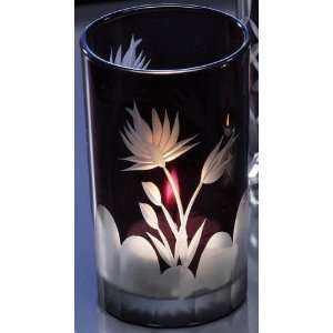  Pack of 6 Engraved Botanical Tall Glass Tea Light 