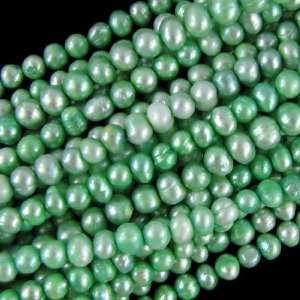  5mm green freshwater pearl potato nugget beads 14.5