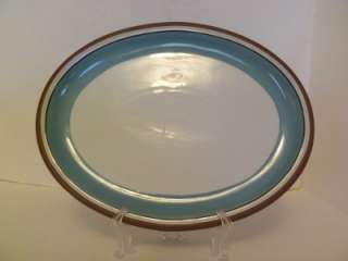 Dansk STACKING STRIPE Teal Brown Oval Serving Platter  