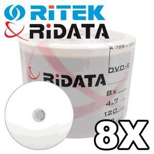  Ridata 8X DVD R White Inkjet Hub Printable 100 Pack in 