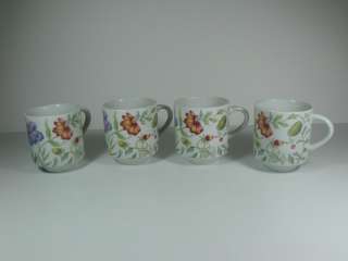 TOSCANY AVIGNON china COFFEE TEA CUPS set of 4 expresso floral EXC 