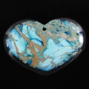  50mm blue variscite intarsia heart pendant bead