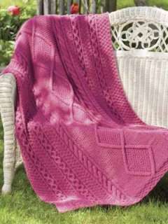 Easy Cable Throws Knit Knitted Afghan Patterns Blankets Knitting 