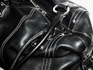 TIGNANELLO Supple Black Slouchy Leather Satchel Shoulder Bag Tote 
