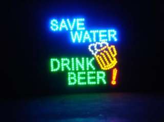 19 x 19 Large Save Water, Drink Beer Motion LED Sign Man Cave Decor 