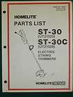 HOMELITE ST 30 30C ELECTRIC STRING TRIMMER PARTS LIST MANUAL #18022