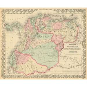   1881 Antique Map of Venezuela, Colombia & Ecuador