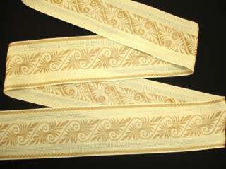 Gold & Cream Victorian Vines Scroll Fabric Trim 5 YARDS  