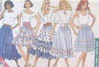 Vintage 80s Misses Flared Dirndl Skirt Sewing Pattern Ruffles Tiers 