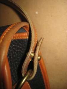 DOONEY & BOURKE Vintage Navy Leather Tan Trim Saddle Bag Satchel 