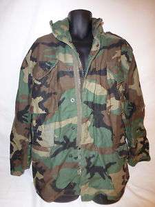 VINTAGE MILITARY ARMY CAMO COLD WEATHER JACKET NO LINER  