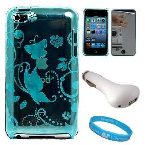  Blue Butterfly Design Protective TPU Silicone Skin Cover for Apple 