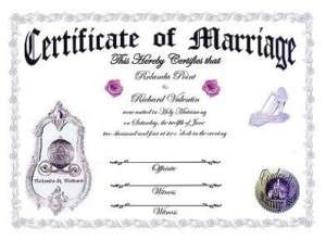 Wedding Favors Keepsake Certificate Fairy Tale B  