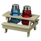   and Blue Glass Salt and Pepper Shaker Set in Retro White Picnic Table