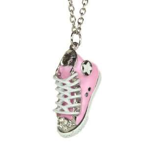    Silvertone Pink Crystal Star Gym Shoe Fashion Necklace Jewelry