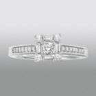   Cttw. Baguette and Round Cut Diamonds Engagement Ring Sterling Silver