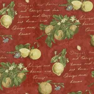  54 Wide Waverly Citrus Grove Crimson Fabric By The Yard 