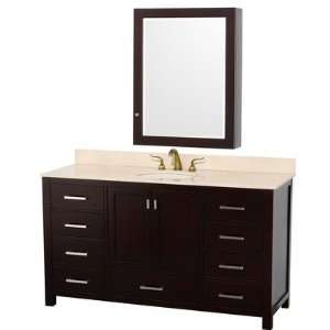   60 Single Bathroom Vanity Set Vanity Top/Sink White Carrera Marble
