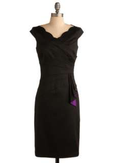 Mystery Loves Company Dress   Black, Purple, Pleats, Scallops, Formal 