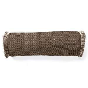  Outdoor Outdoor Bolster Pillow in Vibe Brown with Fringe 